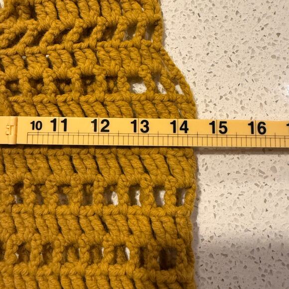 Handmade Mustard Yellow Crochet Tie Front Vest XS Boho Festival Y2K Hippie Indie - Picture 5 of 6